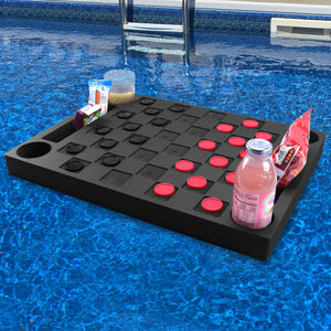 Floating Checkerboard Table Drink Tray Pool Foam Beach Float with Chec ...
