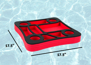 Floating Drink Holder Red and Black Refreshment Table Tray for Pool or Beach Party Float Lounge Durable Black Foam 17.5 Inches Large 10 Compartment