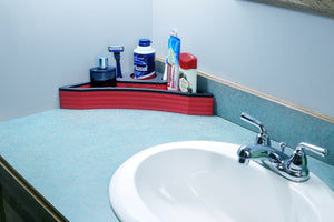 Men's Grooming Corner Stand Red and Black Bathroom Vanity Storage Organizer Beard Hair Care Rack Waterproof