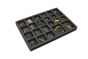 Stackable Jewelry Tray Display Organizer Grid 14x10 Black Foam Ear Rings More