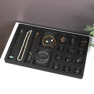 Stackable Jewelry Tray Display Organizer Grid 16x10 Black Foam Ear Ring Bracelet