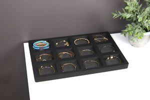 Stackable Jewelry Tray Display Organizer Grid 16x10 Black Foam Bracelets More