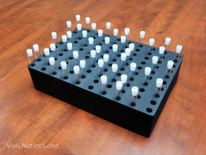 Vial Transport Rack Black Foam Storage Rack Holder Organizer Stand Holds 100 Vials Fits up to 12.7mm 1/2 Inch Diameter