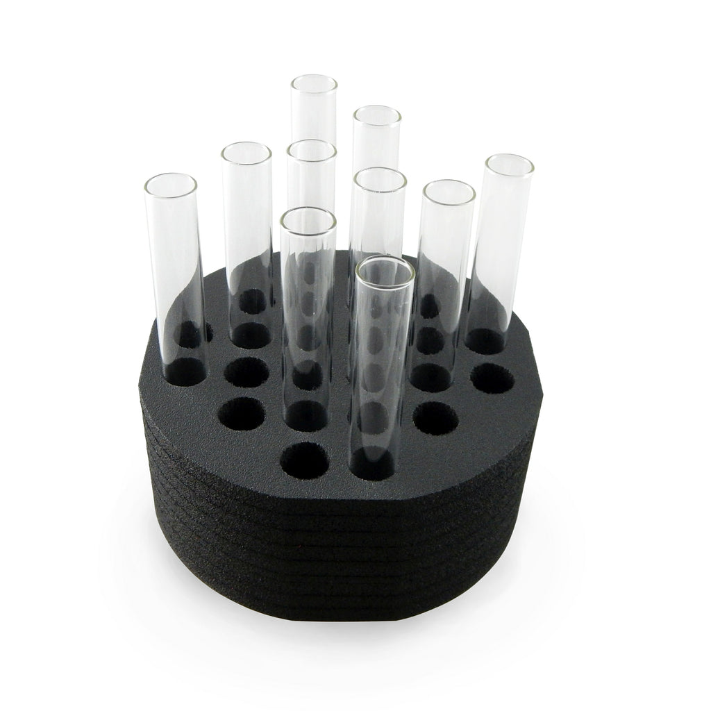 Polar Whale Test Tube Rack Black Foam Round Shaped Holder Storage Organizer Stand Transport Holds 24 Tubes Fits up to 20mm Diameter