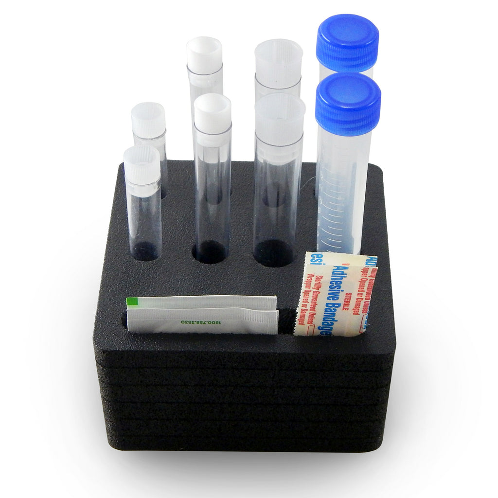 Personal Travel Test Tube Holder Rack Foam Lab Storage Organizer Compact St Transport Holds 8 Tubes Fits up to 11mm 13mm 15mm 17mm Diameter