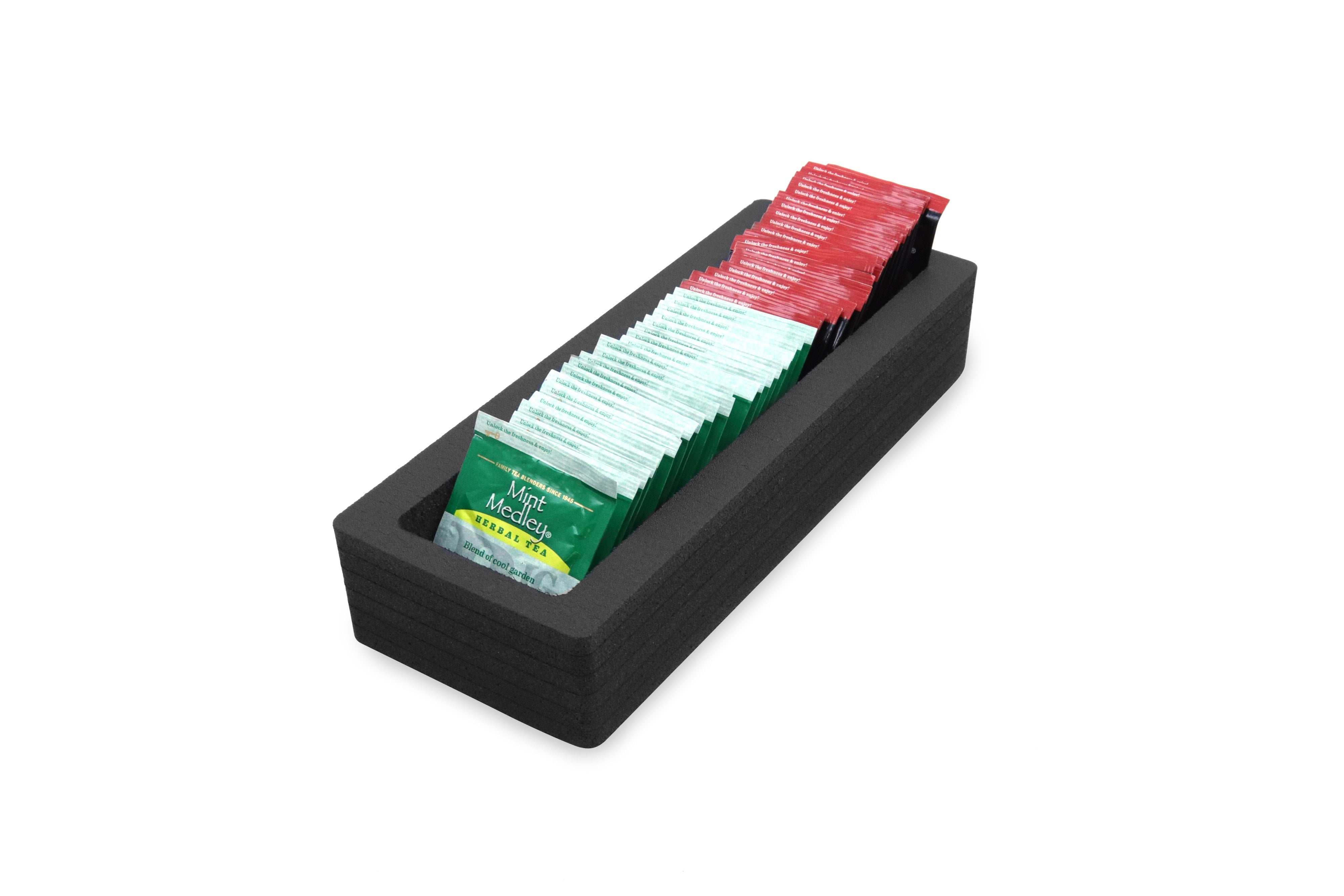 Tea Bag Drawer Organizer Black Foam Tray Insert Kitchen Packet 4.5" x 11.75"