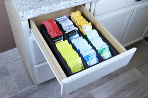 Tea Bag Drawer Organizer Black Foam Tray Insert Kitchen Packet 10.9" x 14.9"