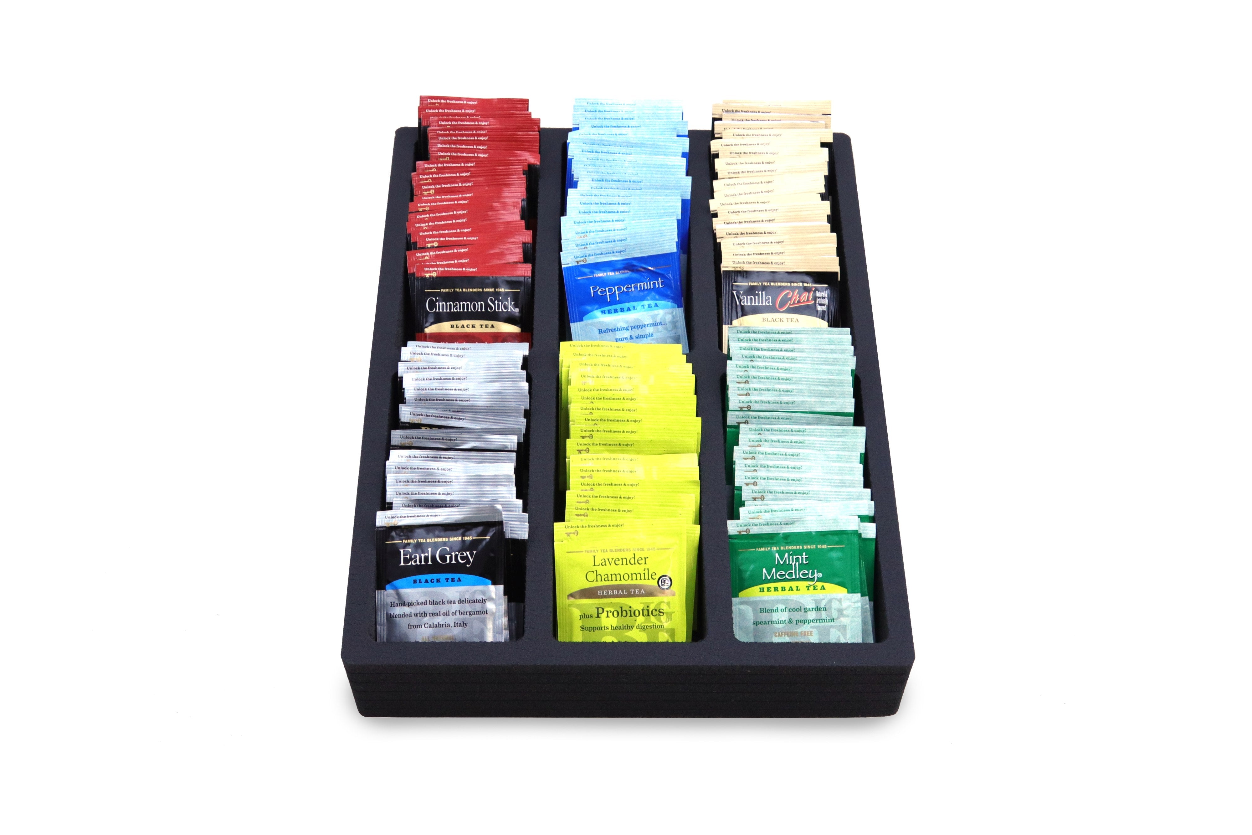 Tea Bag Drawer Organizer Black Foam Tray Insert Kitchen Packet 10.9" x 14.9"