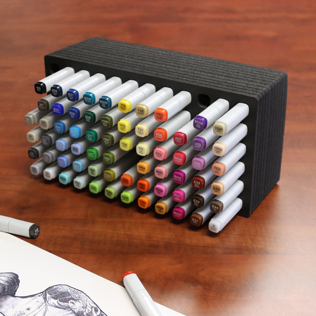 Art Marker Pen Organizer Tray Stand Durable Black Fits Copic Horizontal Holds 72