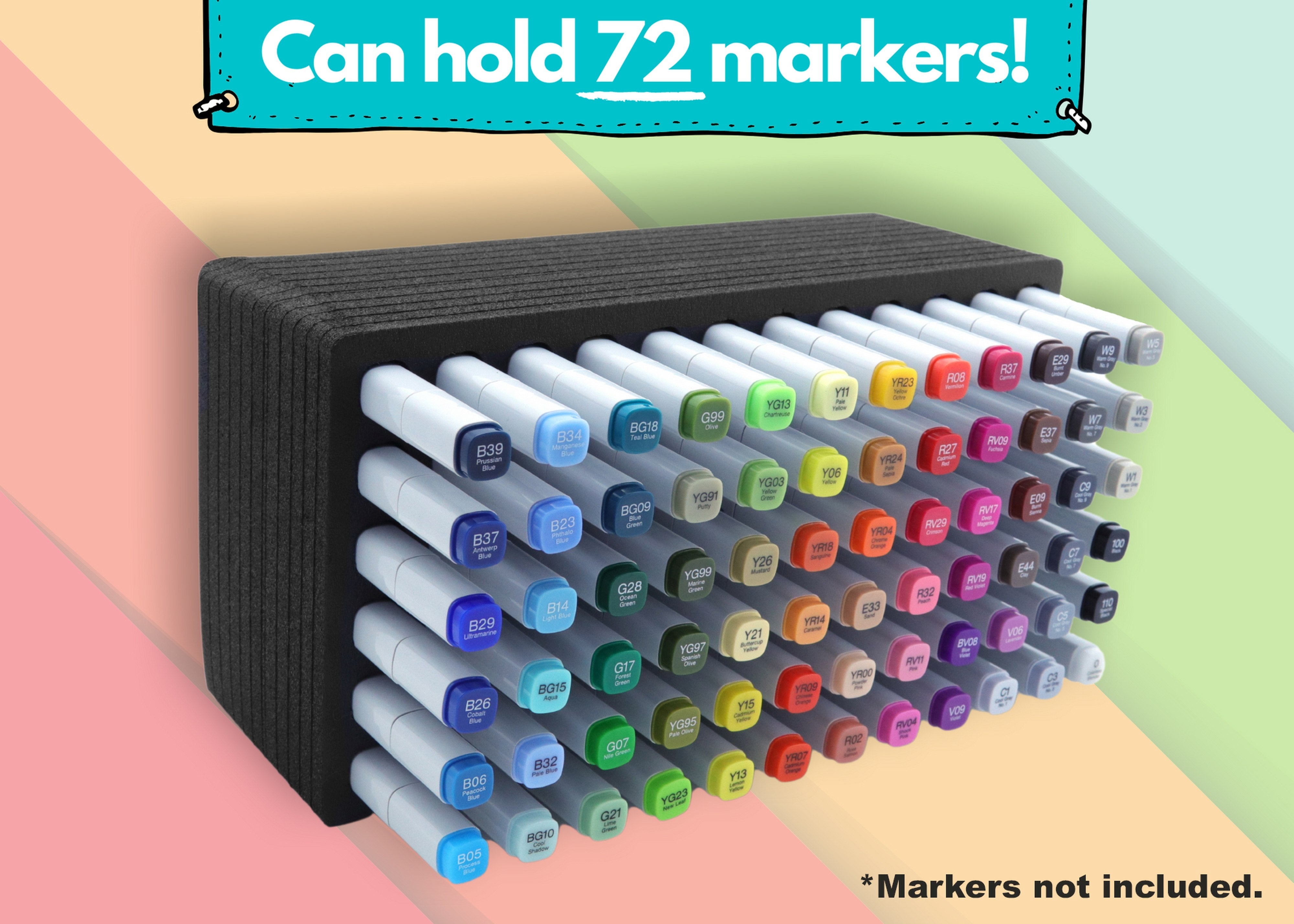 Art Marker Pen Organizer Tray Stand Durable Black Fits Copic Horizonta –