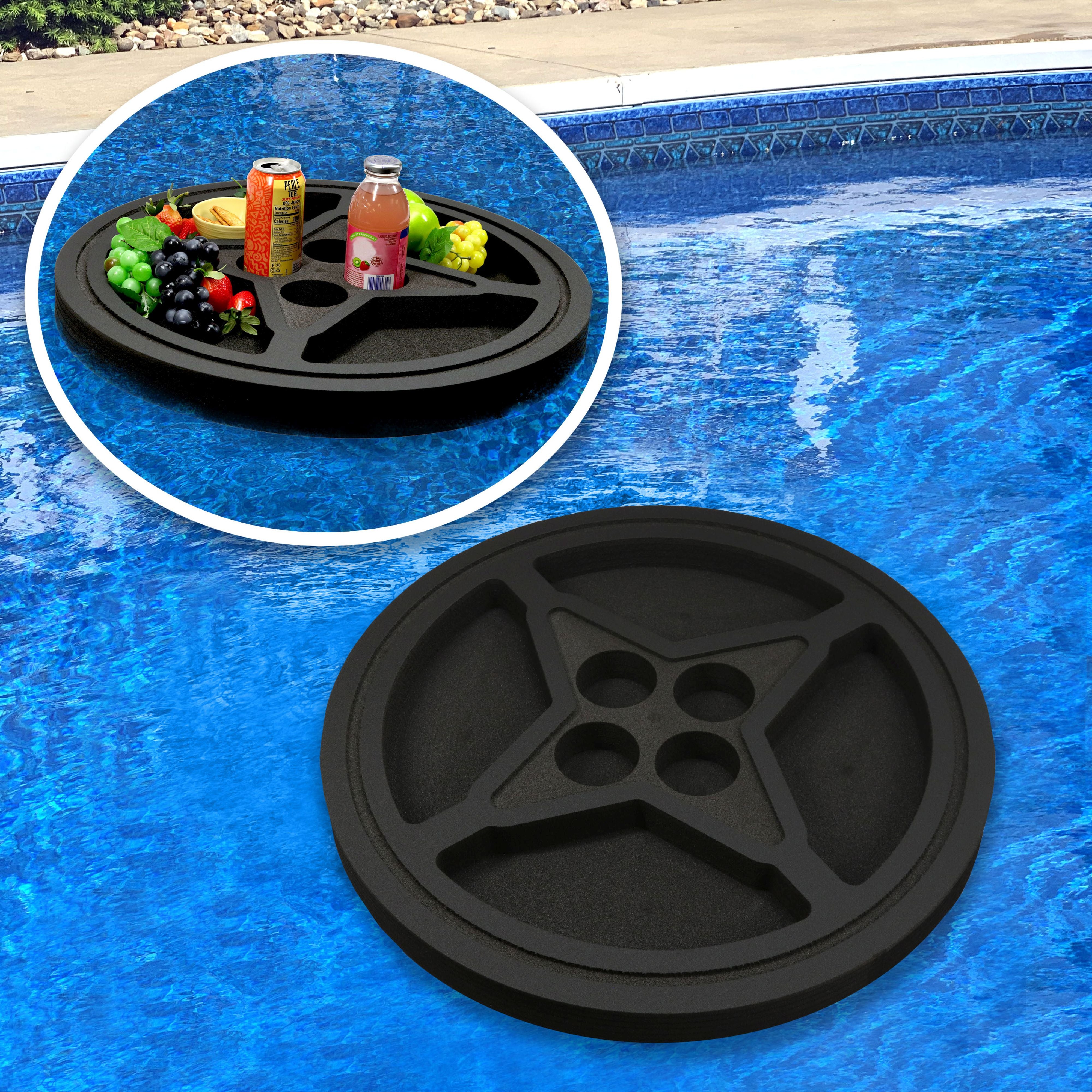 Floating Drink Cup Holder Pool Compass Shape Black Foam 8 Compartment 2 Feet