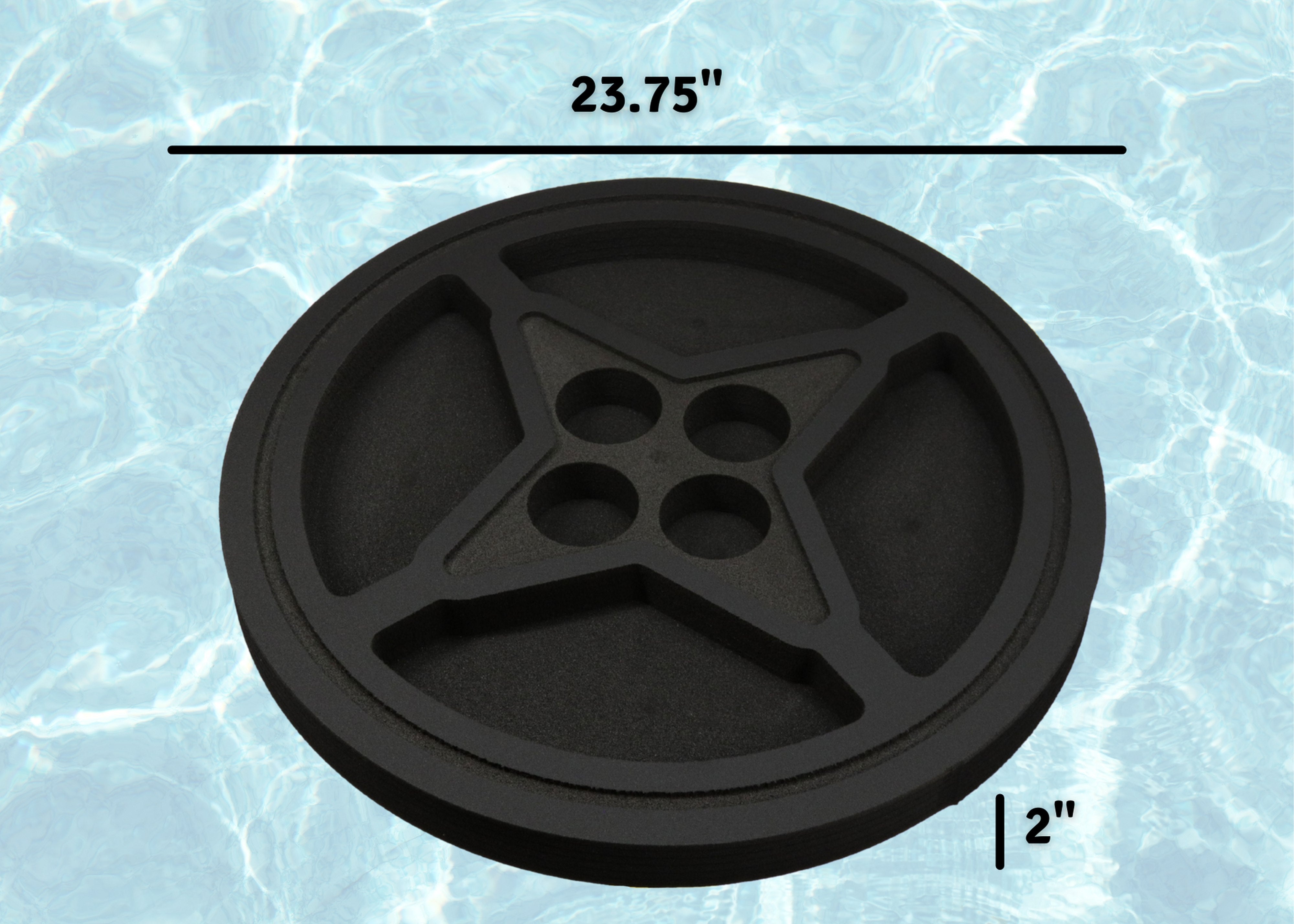 Floating Drink Cup Holder Pool Compass Shape Black Foam 8 Compartment 2 Feet