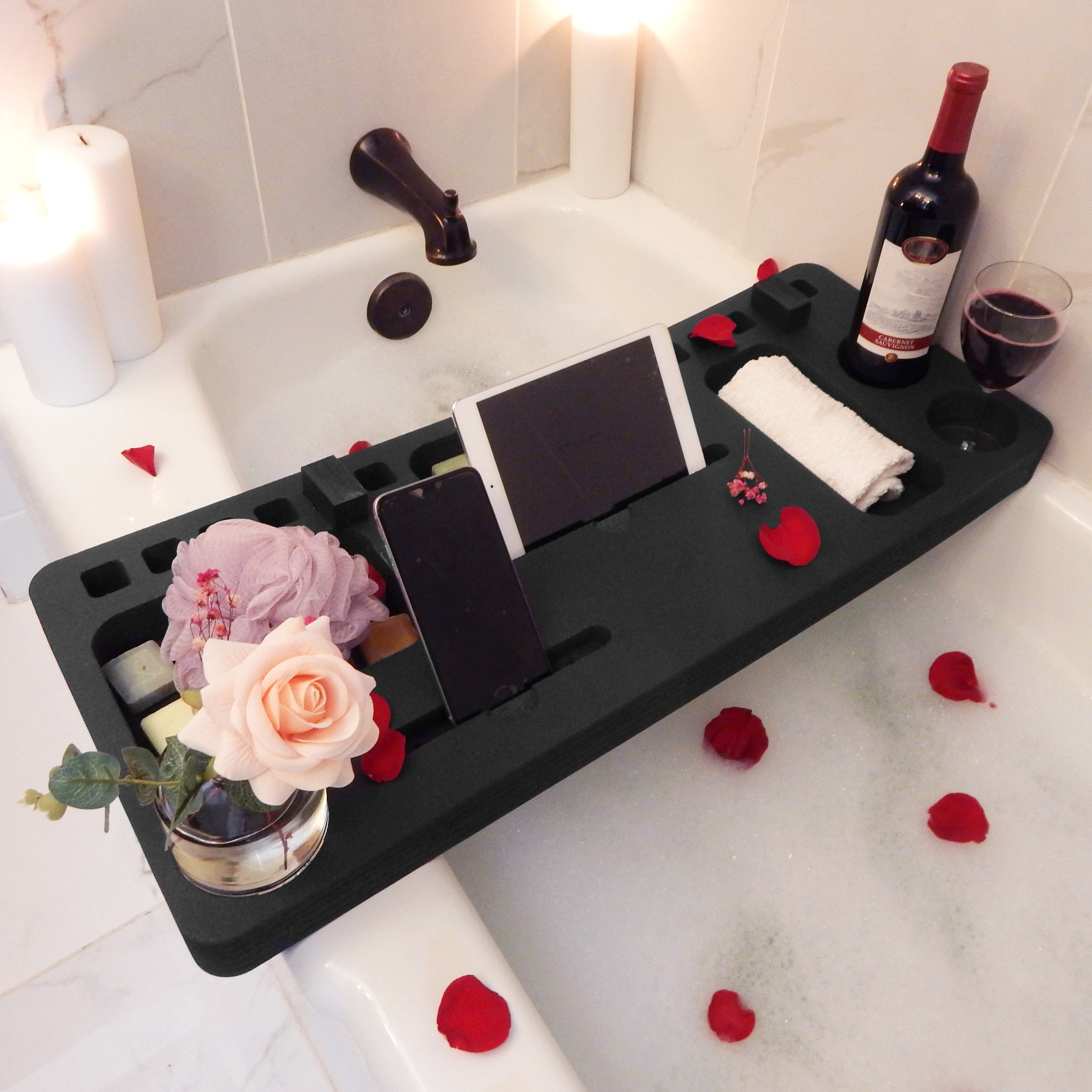 Bath Tray Spa Caddy Luxury Serving Platform Durable Foam Washable Fits Up To 32"