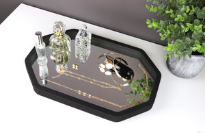 Vanity Organizer Tray with Polished Mirror Bottom 14x9.5 Inches
