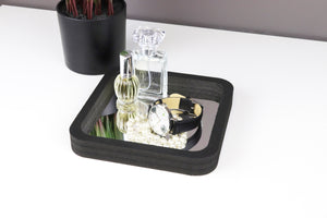 Vanity Organizer Tray with Polished Mirror Bottom 7x7 Inches