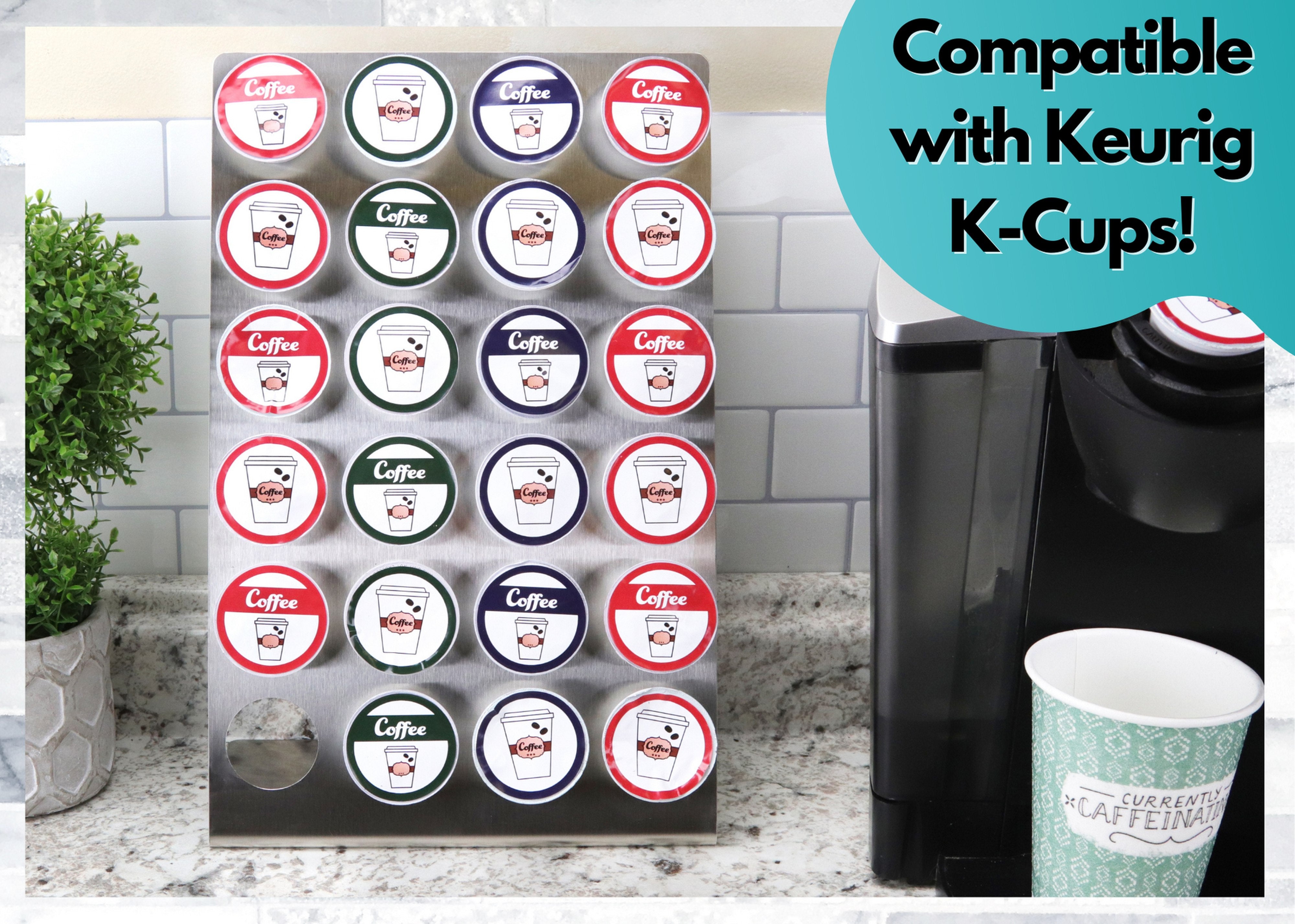 Coffee Pod Brushed Stainless Steel Organizer Stand Fits Keurig K-Cup Holds 24