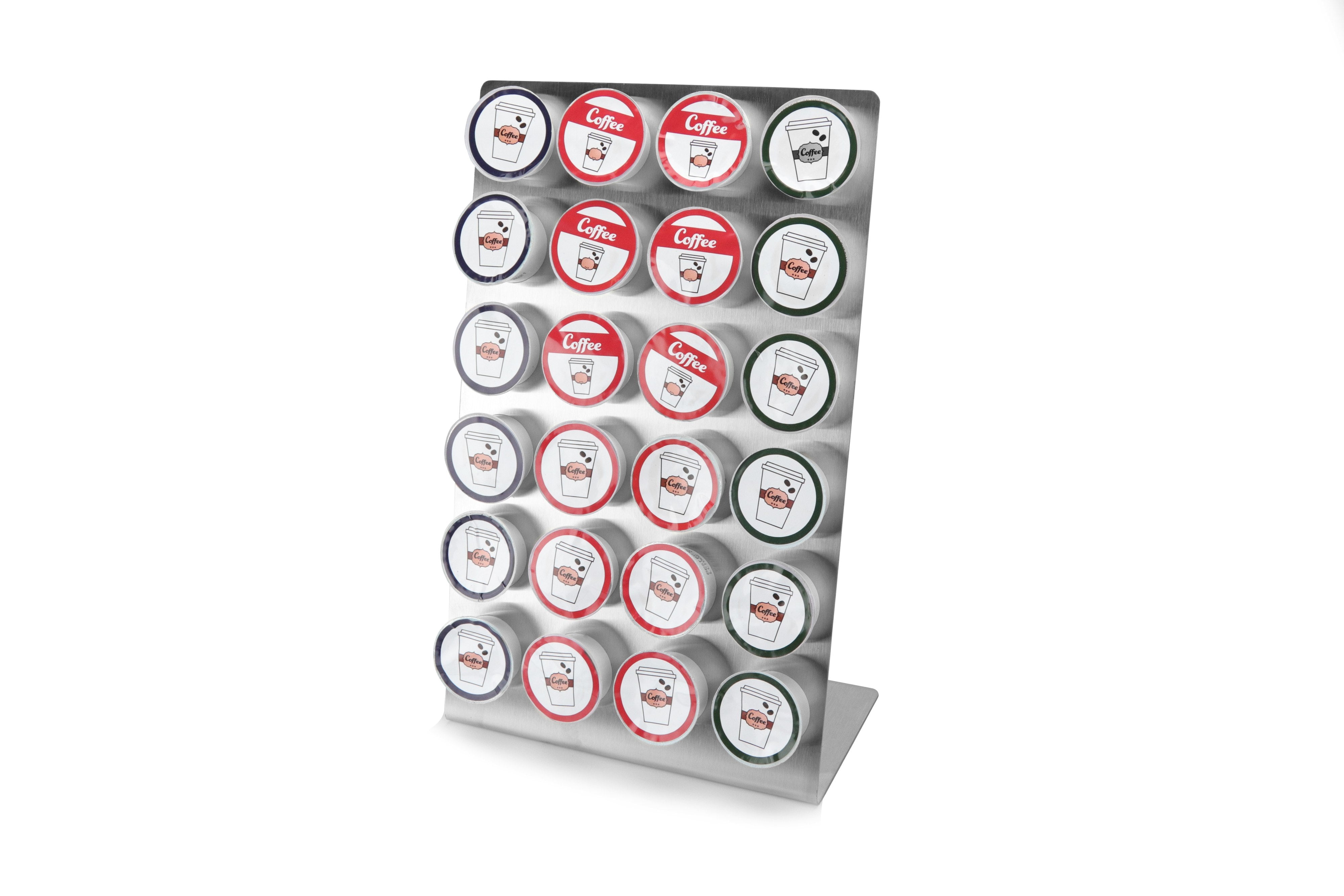 Coffee Pod Brushed Stainless Steel Organizer Stand Fits Keurig K-Cup Holds 24