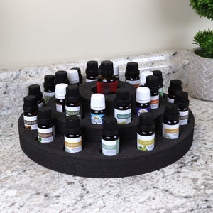 Essential Oil Organizer Stand Home Bedroom Bathroom Modern Black Foam Holds 27