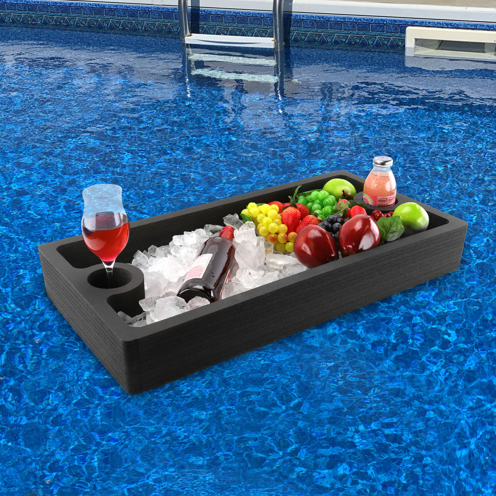 Floating 30" x 15" Table Bar Serving Buffet Tray Ice Drink Holder Pool Party