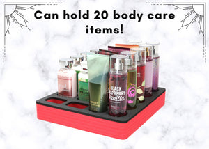 Lotion Body Spray Red Black Organizer Stand Bedroom Bath Holds 20 12.3" x 11.75"