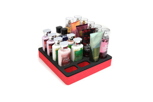 Lotion Body Spray Red Black Organizer Stand Bedroom Bath Holds 20 12.3" x 11.75"