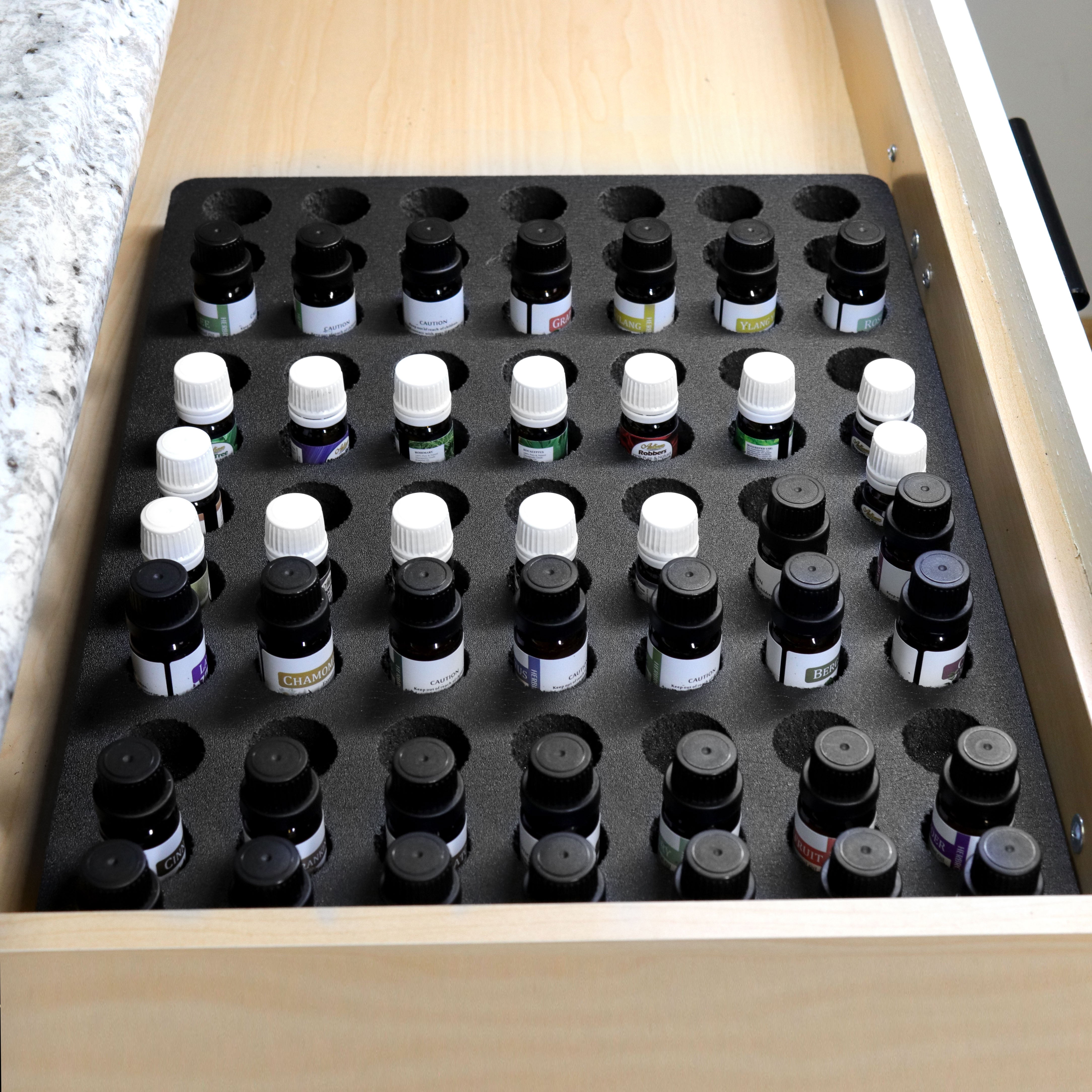 Essential Oil Drawer Organizer Home Bedroom Bathroom Black Foam 17.9" x 12.6"