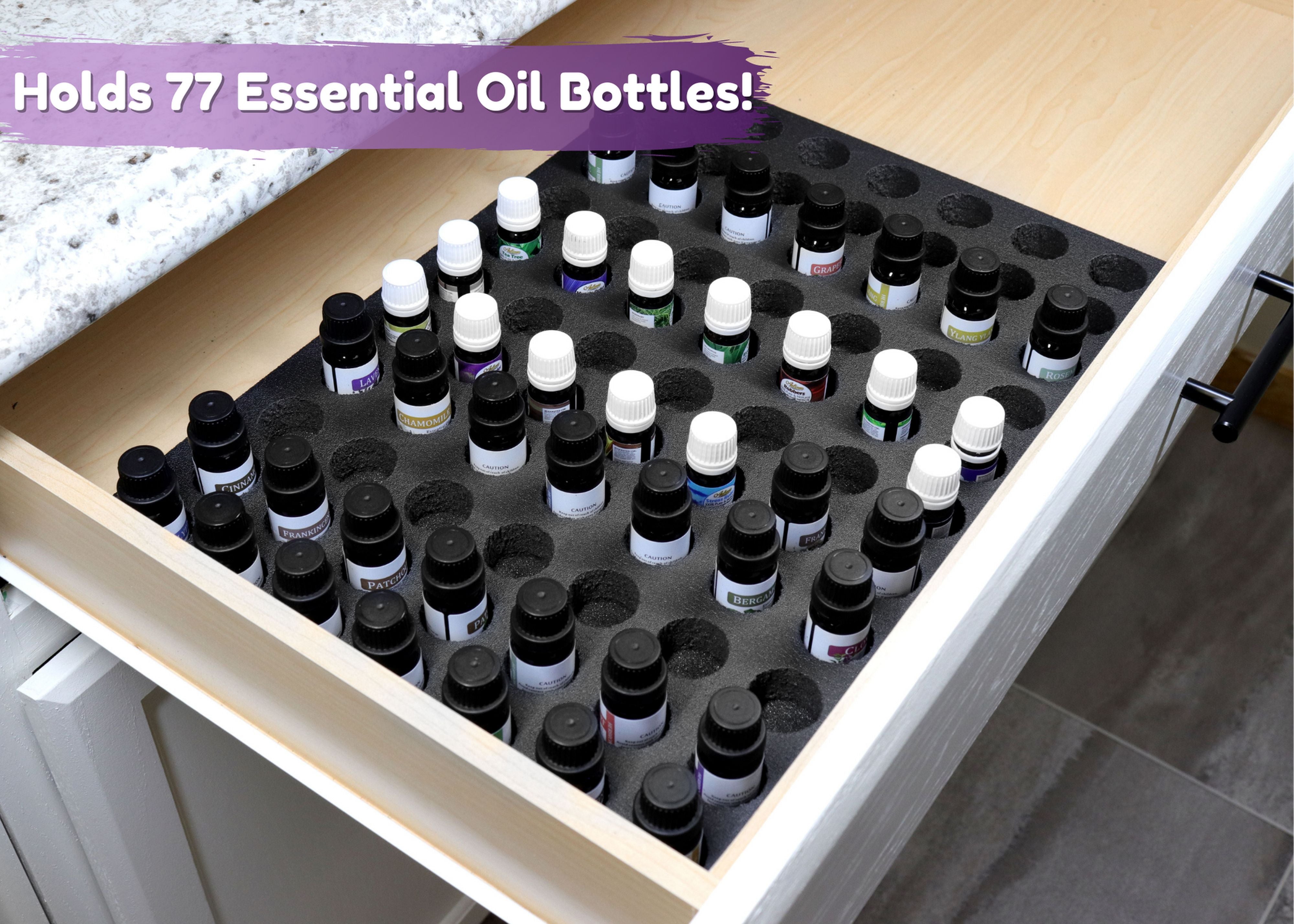 Essential Oil Drawer Organizer Home Bedroom Bathroom Black Foam 17.9" x 12.6"