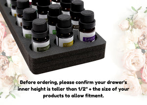 Essential Oil Drawer Organizer Home Bedroom Bathroom Black Foam 11.75" x 4.5"