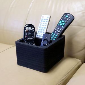 Remote Control Holder Stylish Storage Tray for Sofa Bed Couch Floor Car RV Lounge TV Room Desk or Table Black Foam 2 Compartments 7.5 x 6 Inches