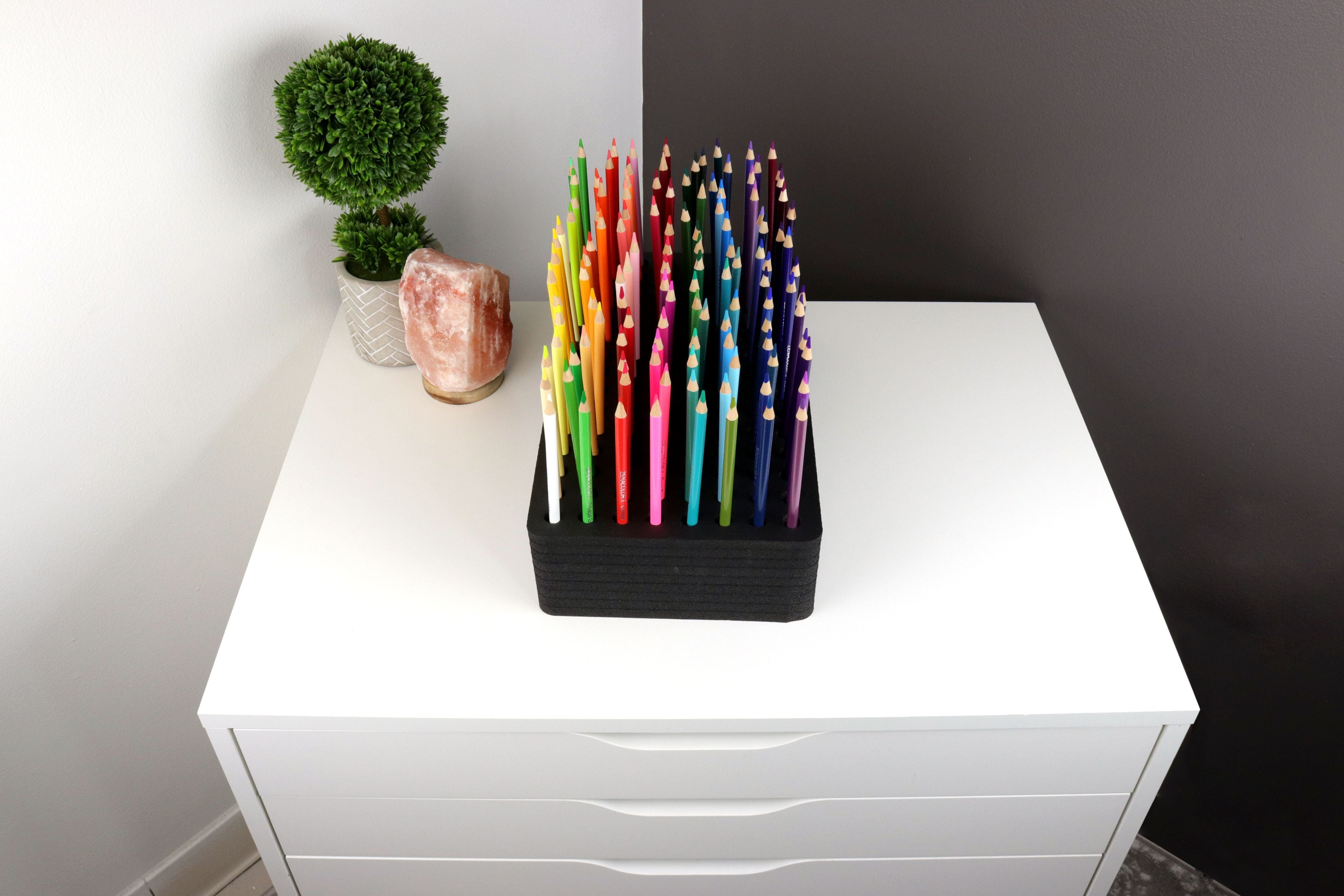 Colored Pencil Desk St Organizer Pen Markers Brush Storage Design Storage Tray Supply Non-Scratch Non-Rattle Washable Durable Foam Holds 120