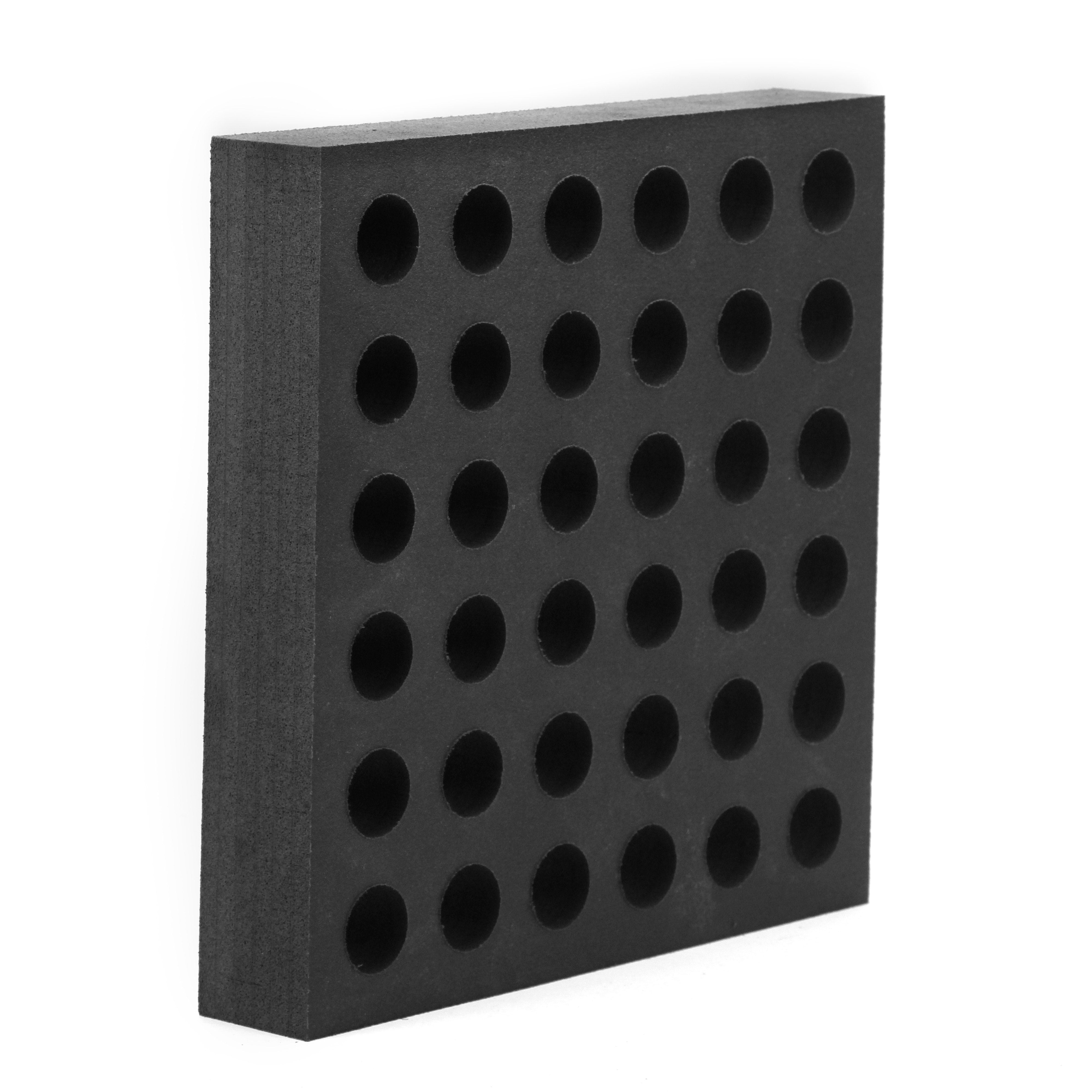 Heavy Duty Foam Dunnage Circular Holes Reusable Transport Storage Organization Shipping Boxes Crates Containers Warehouses Waterproof 12x12x2 Inches