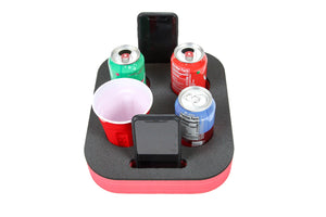 Drink Holder Floating Red Refreshment Tray for Pool or Beach Party Float Lounge Durable Foam 6 Compartment UV Resistant 12 x 10 Inches Cup Holders