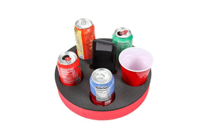 Drink Holder Floating Red Refreshment Tray for Pool or Beach Party Float Lounge Durable Foam 6 Compartment UV Resistant 12 Inches Cup Holders