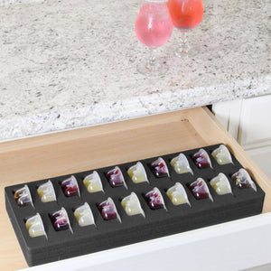 Cocktail Capsule Drawer Organizer Insert Compatible with Bartesian for Kitchen Home Bar Party Waterproof Foam 20 Compartment 7.75 x 20 Inches