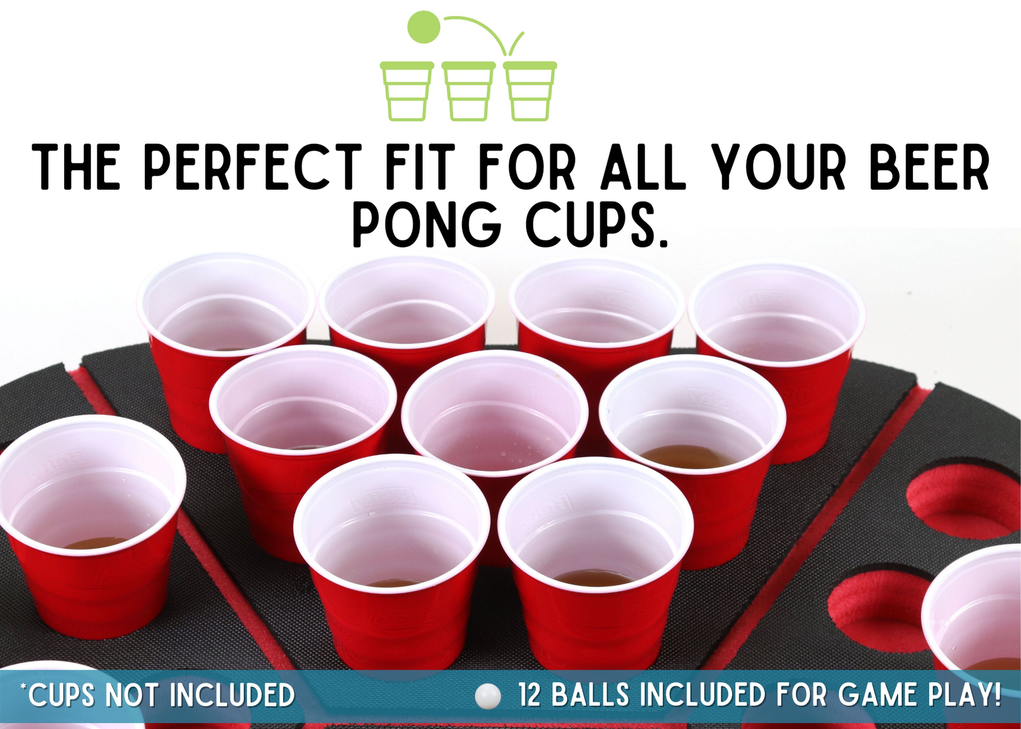 Floating 6 Player Beer Pong Table Red and Black Pool Party Float Game and Lounge Durable Foam UV Resistant 39 x 35.9 Inches 12 Balls Included