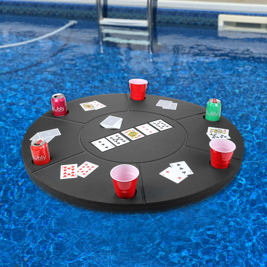 Texas Holdem Poker Table Pool Float Game Lounge Durable Foam Beach Party Lounge 36 Inch Round UV Resistant Waterproof Playing Cards Deck UV Resistant