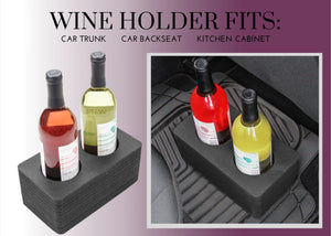 Wine Holder Durable Foam Organizer Transport Protector Packer Bottle Car Truck SUV Van Seat Travel Protection 9.5 x 5.25 x 4 Inches Holds 2 Bottles