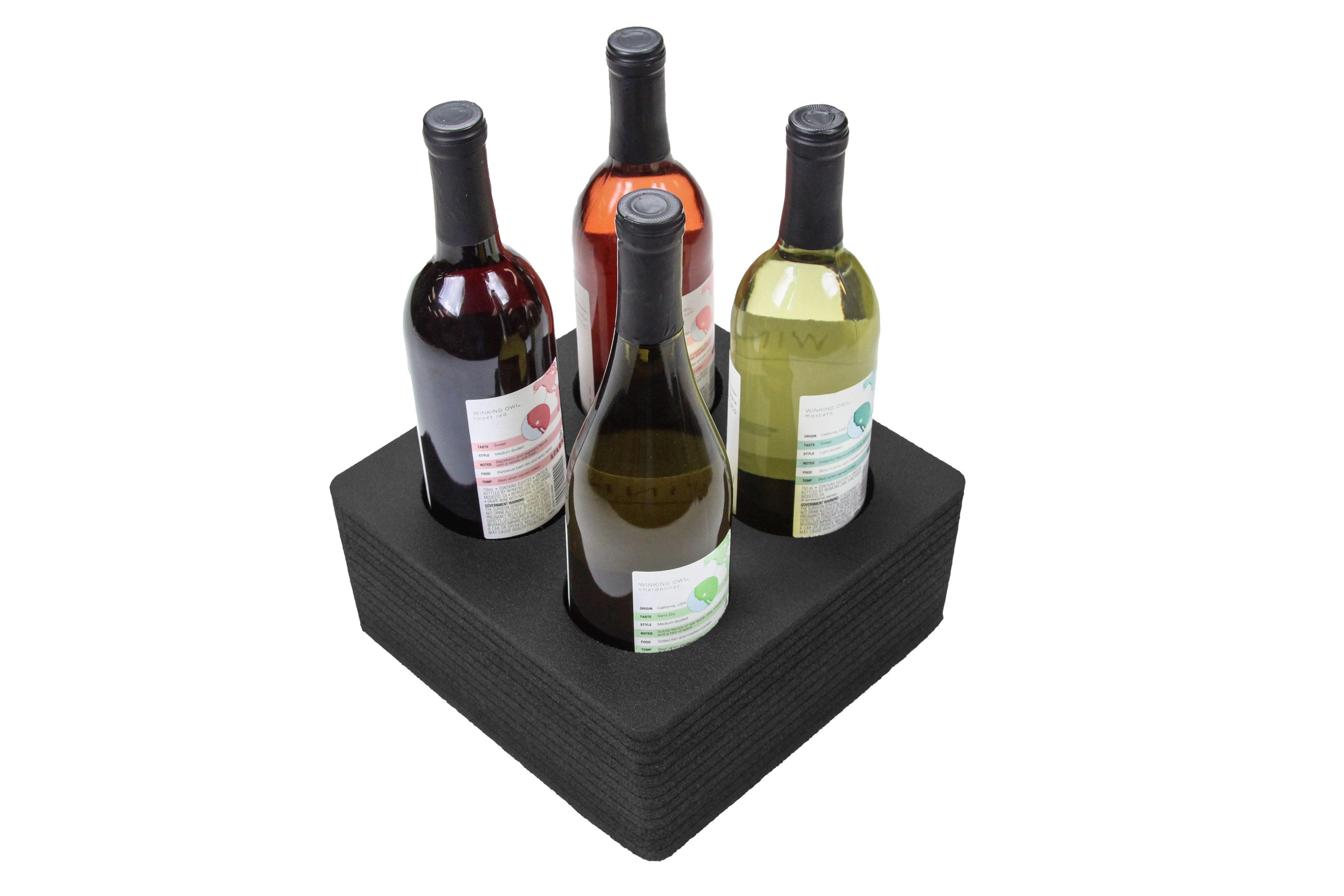 Wine Holder Durable Foam Organizer Transport Protector Packer Bottle Car Truck SUV Van Seat Travel Protection 9.5 x 9.5 x 4 Inches Holds 4 Bottles