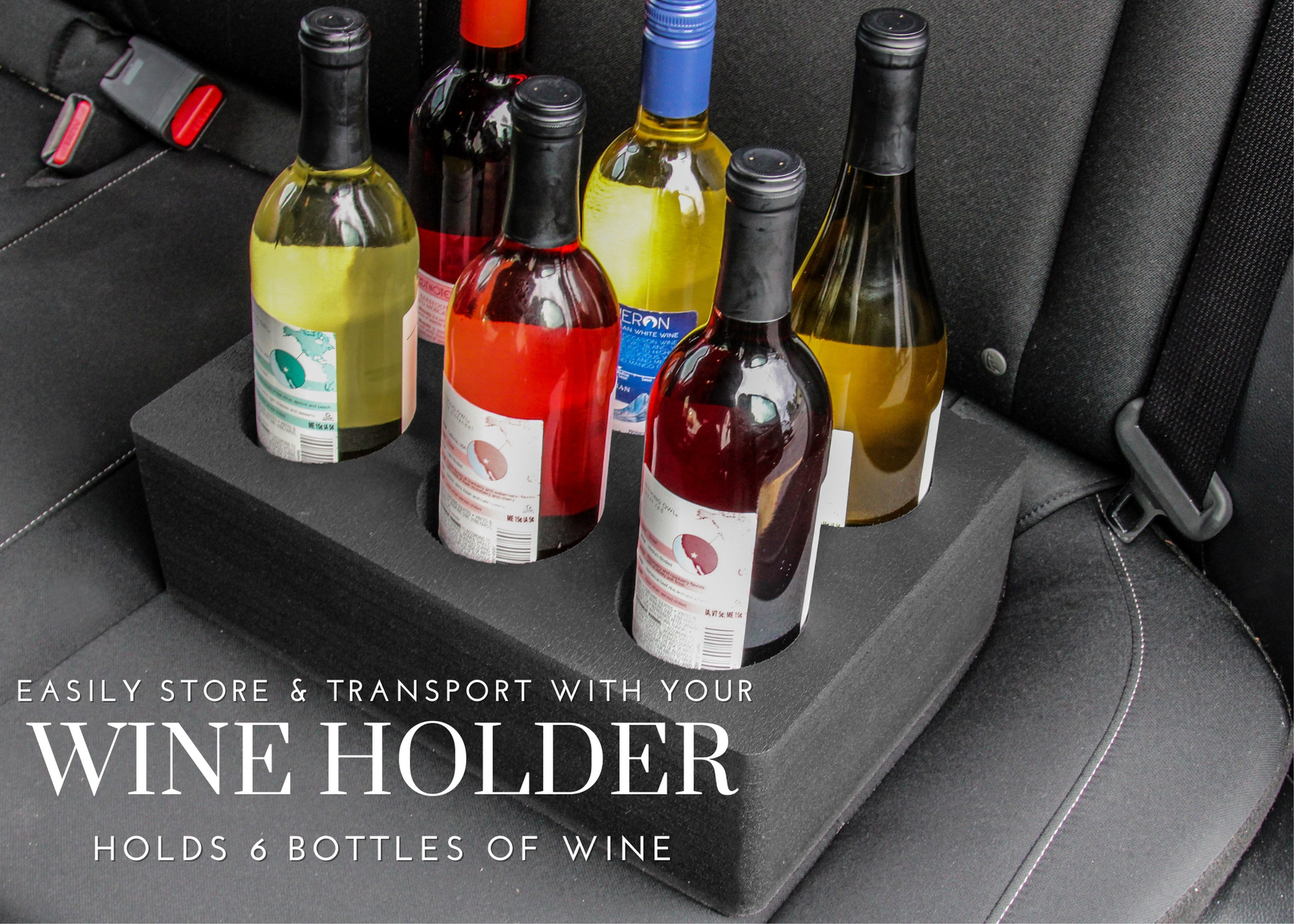 Wine Holder Durable Foam Organizer Transport Protector Packer Bottle Car Truck SUV Van Seat Travel Protection 13.75 x 9.5 x 4 Inches Holds 6 Bottles