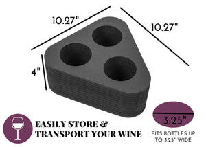 Wine Holder Durable Foam Organizer Transport Protector Packer Bottle Car Truck SUVSeat Travel Protection 10.27 x 10.27 x 4 Inches Holds 3 Bottles