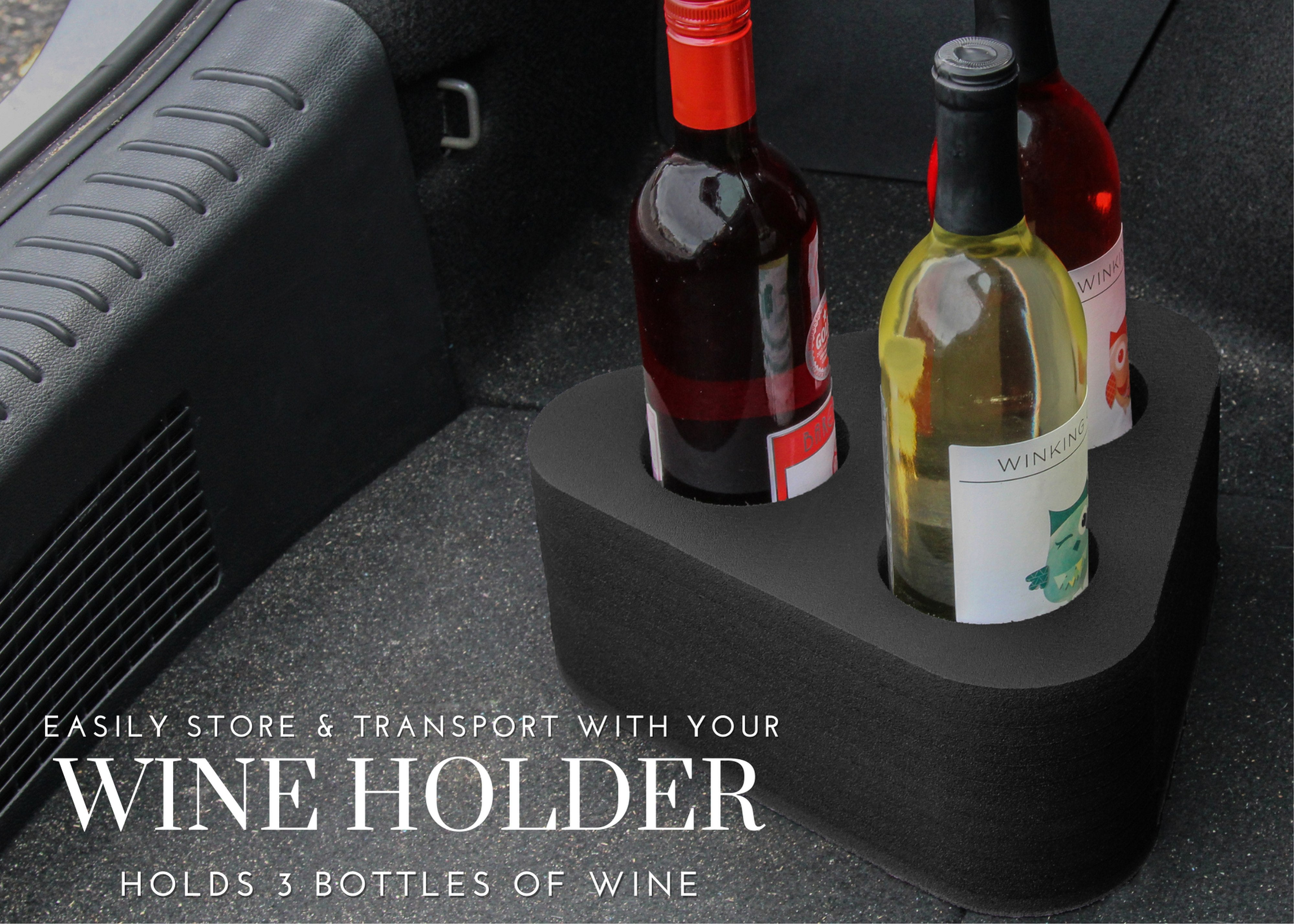 Wine Holder Durable Foam Organizer Transport Protector Packer Bottle Car Truck SUVSeat Travel Protection 10.27 x 10.27 x 4 Inches Holds 3 Bottles