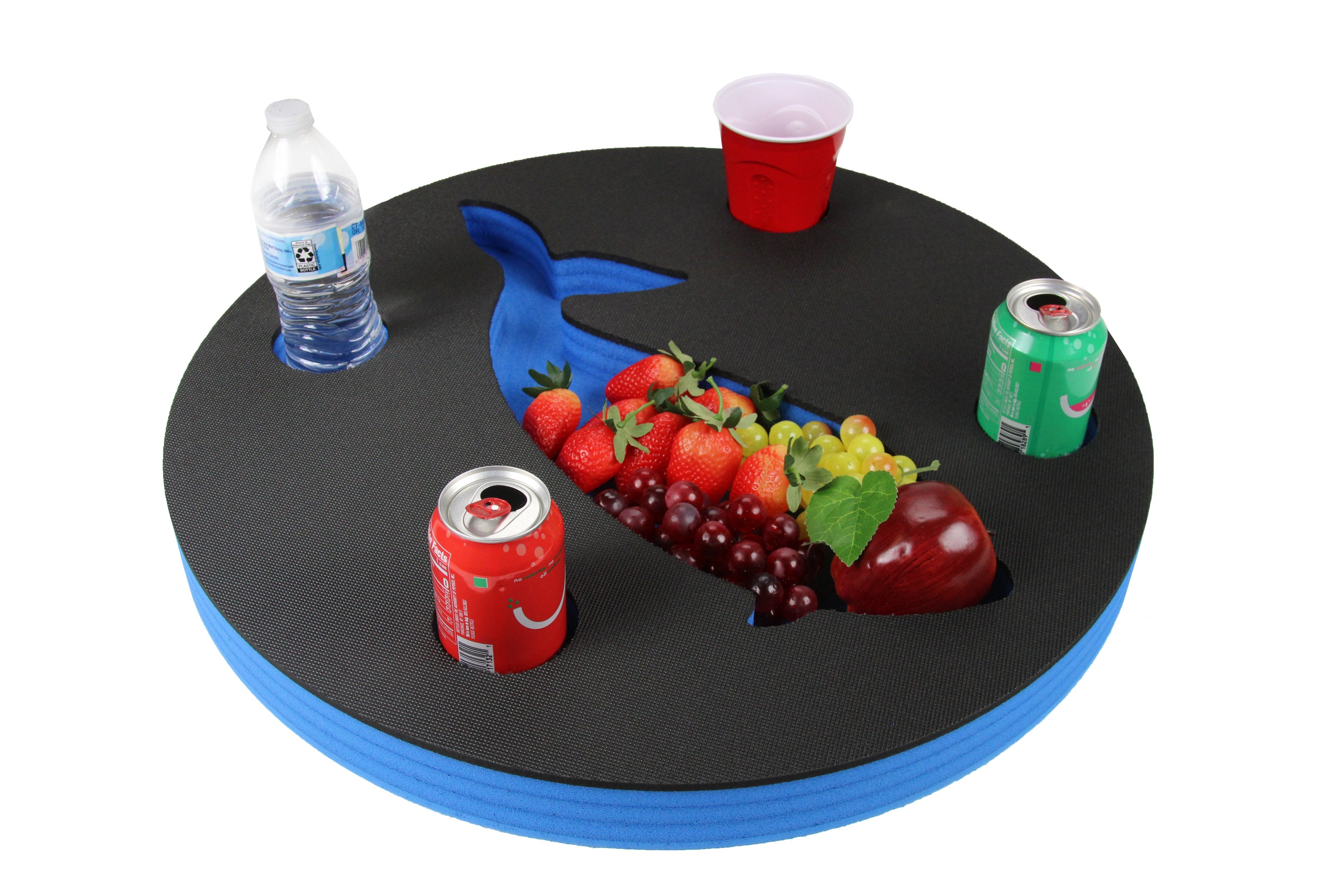 Whale Shape Drink Holder Doughnut Refreshment Table Tray PoolBeach Party Float Lounge Durable Foam 5 Compartment UV Resistant Cup Holders 2 Feet
