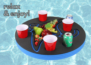 Stingray Manta Shape Drink Holder Refreshment Table Tray PoolBeach Party Float Lounge Durable Foam 8 Compartment UV Resistant Cup Holders 2 Feet