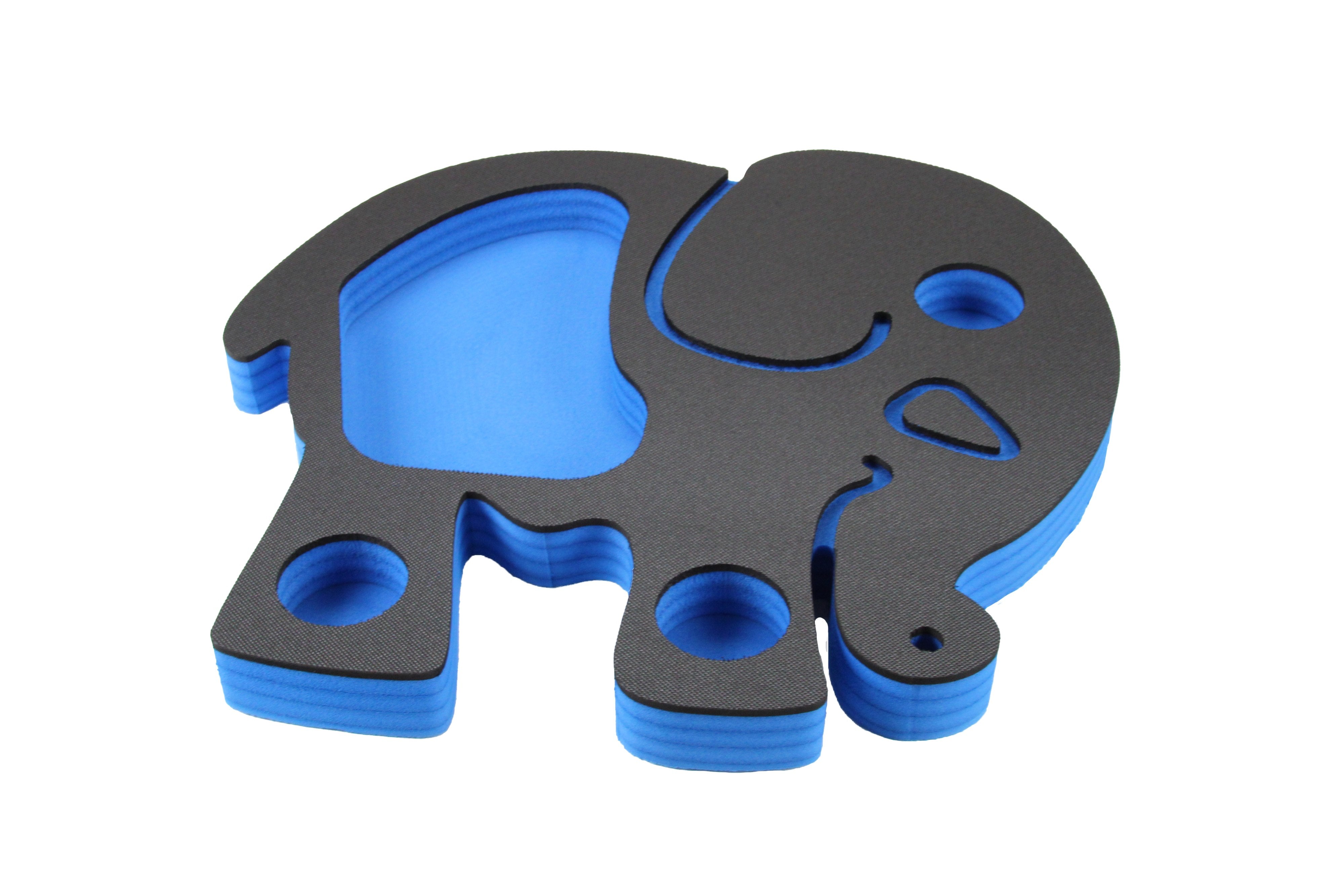 Elephant Shaped Drink Holder Refreshment Table Tray PoolBeach Party Float Lounge Durable Foam 4 Compartment UV Resistant Cup Holders 23.5 Inches