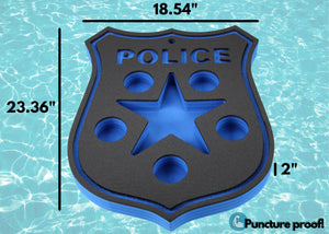 Police Badge Shaped Drink Holder Refreshment Table Tray PoolBeach Party Float Lounge Durable Foam 6 Compartment UV Resistant Cup Holders 23.3 Inches