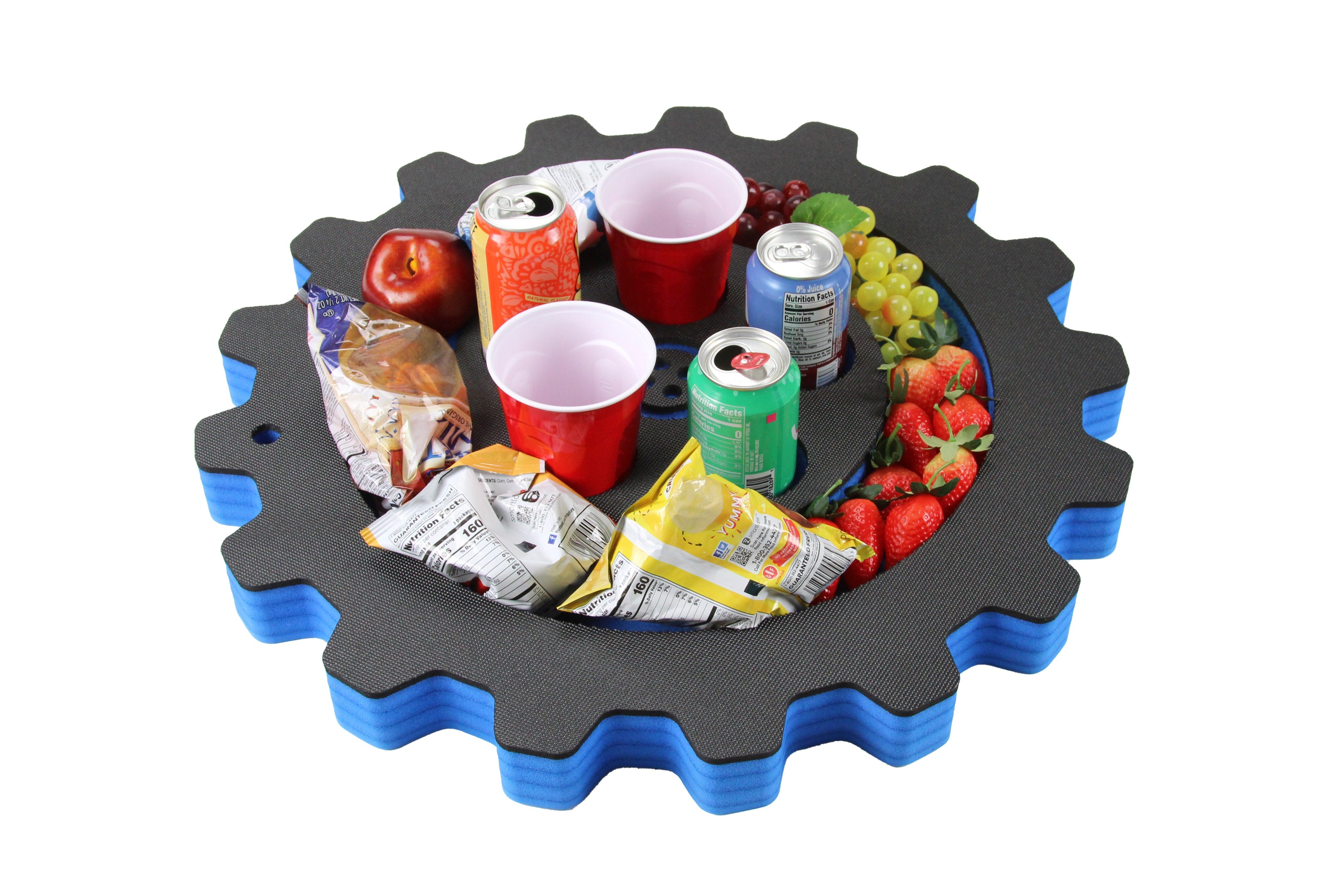 Off Road Tire Shaped Drink Holder  Table Tray Pool or Beach Party Float Lounge Durable Foam 6 Compartment UV Resistant Cup Holders 23.5 Inches