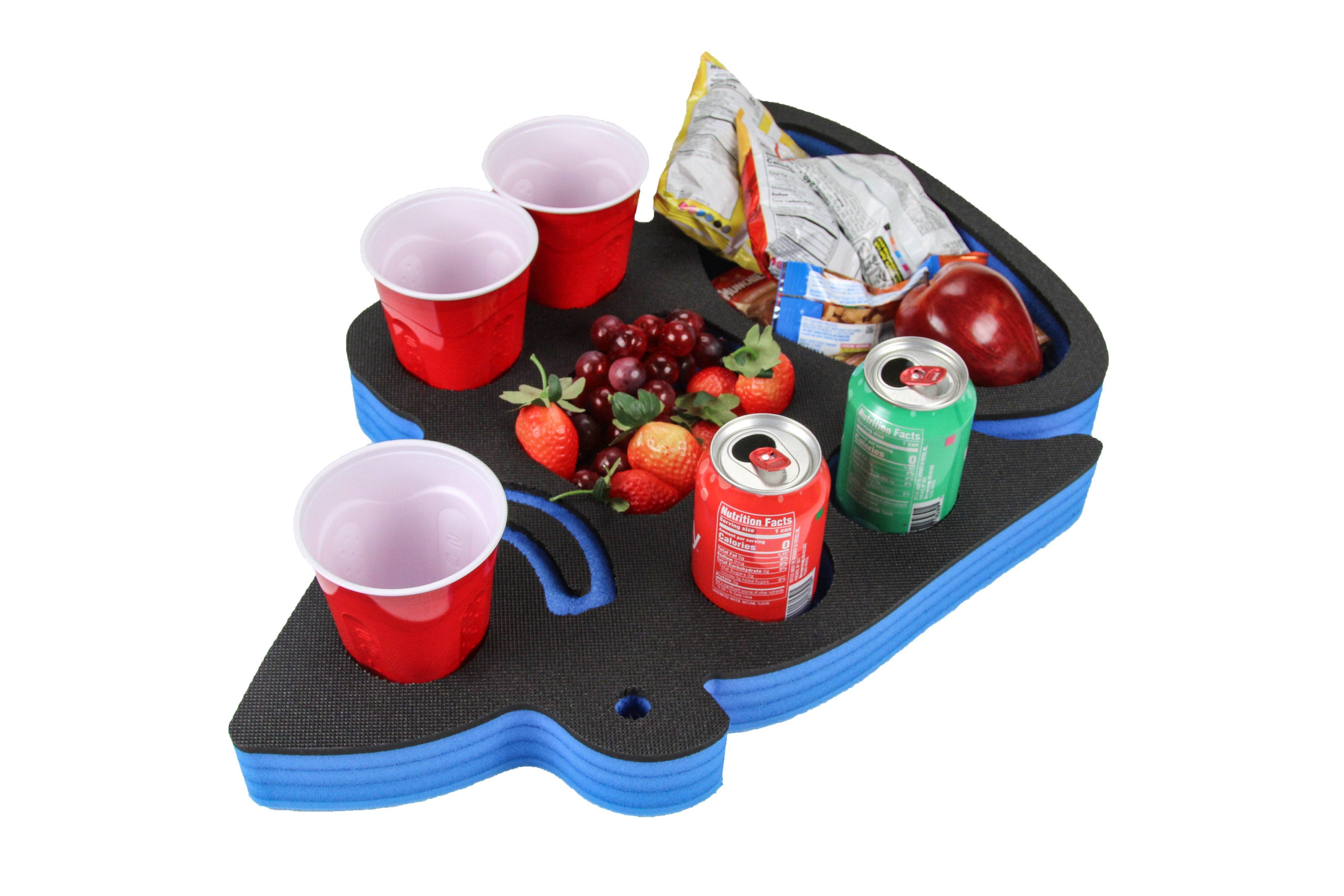 Betta Fighting Fish Shaped Drink Holder Table Tray for Pool or Beach Party Float Lounge Durable Foam 7 Compartment UV Resistant Cup Holders 2 Feet