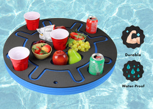 Ship Wheel Drink Holder Floating Refreshment Table Tray Pool or Beach Party Float Lounge Durable Foam 9 Compartment UV Resistant Cup Holders 2 Feet