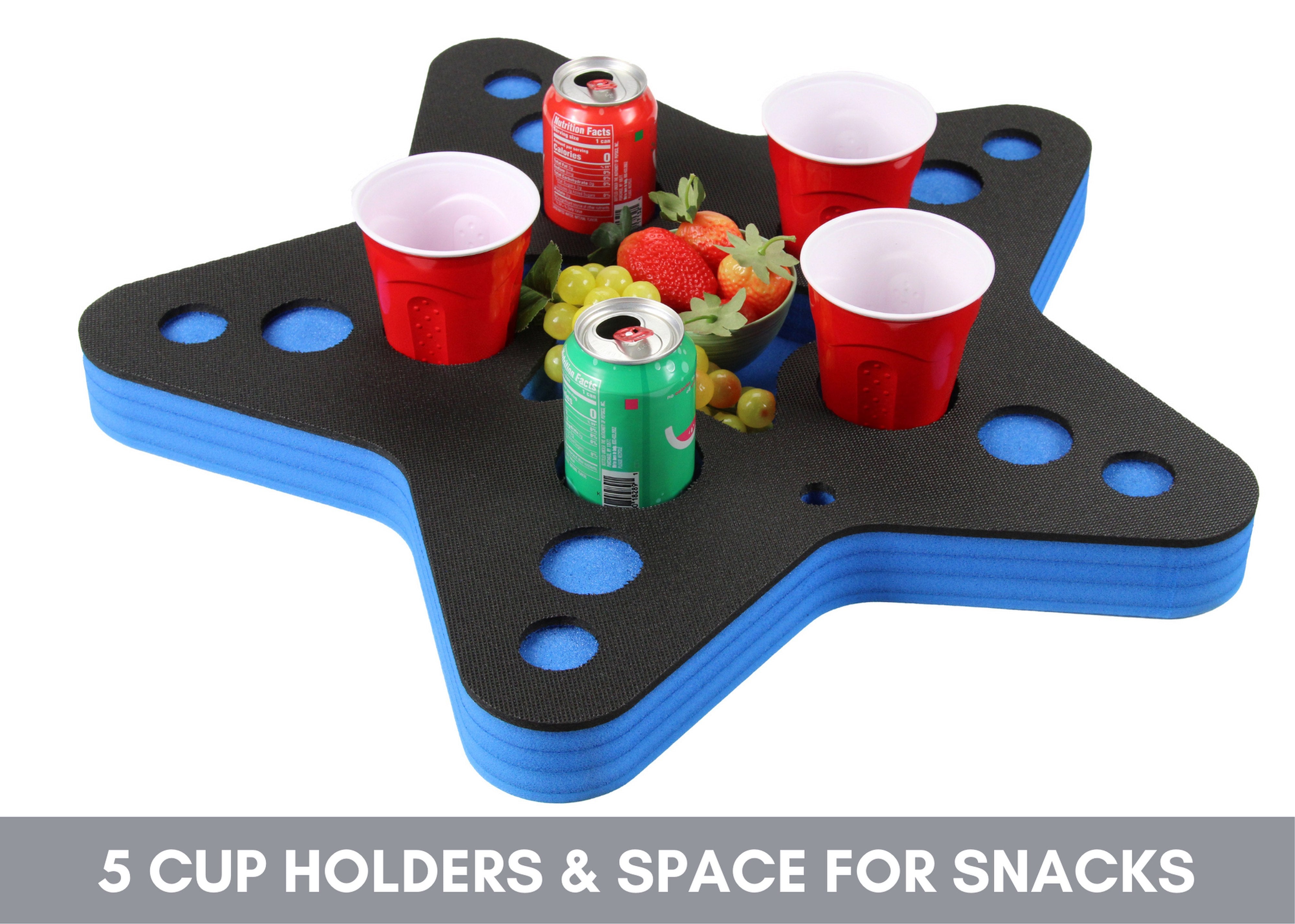 Floating Star Fish Drink Holder Refreshment Table Tray Pool or Beach Party Float Lounge Durable Foam 6 Compartment UV Resistant Cup Holders 2 Feet