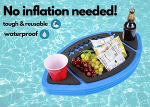 Football Shaped Drink Holder Floating Refreshment Table Tray PoolBeach Party Float Lounge Durable Foam 3 Compartment UV Resistant Cup Holders 2 Feet